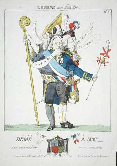 6つの頭を持つ男、パブ。 1815（手描きの彫刻） 作： Ferdinand Victor Eugene Delacroix