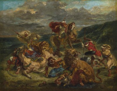 ライオンハント、1860-61 作： Ferdinand Victor Eugene Delacroix