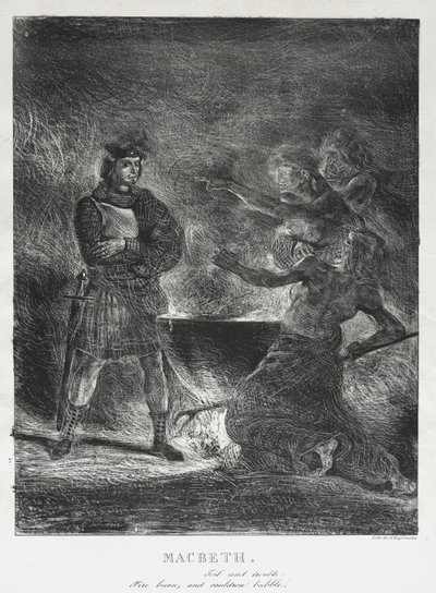 マクベスは魔女をコンサルティング、1825。 作： Ferdinand Victor Eugene Delacroix