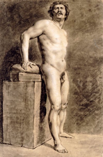 男性アカデミー図、おそらくポロネ、立っている、1821 作： Ferdinand Victor Eugene Delacroix