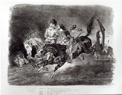 メフィストフェレスとファウストの夜のライディング、ゲーテによるファウストのイラスト、1828 作： Ferdinand Victor Eugene Delacroix