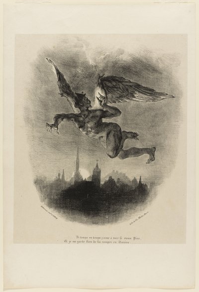 空気を吸うメフィストフェレス（『ファウスト』の扉絵 作： Ferdinand Victor Eugene Delacroix