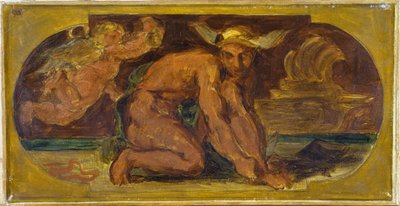 メルキュール1849年から1852年にかけてパリのヴィル美術館で開催されたサロン・ド・ラ・ペのためのスケッチ（油彩・カンヴァス） 作： Ferdinand Victor Eugene Delacroix