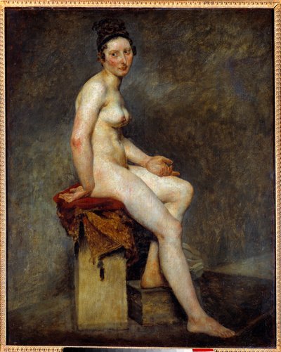 裸で座っているとミス・ローズと言う。ウジェーヌ・ドラクロワ（1798-1863）の絵画 作： Ferdinand Victor Eugene Delacroix