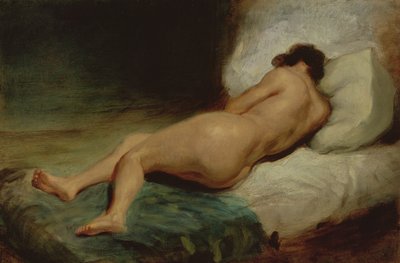 ベッドに横たわっている裸の女性 作： Ferdinand Victor Eugene Delacroix