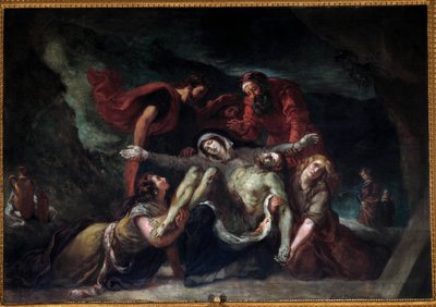ピエタあるいは「脱皮」 ウジェーヌ・ドラクロワ（1798-1863）の絵画 1844年 日。3,55 x 4,75 m パリのサン＝ドニ＝デュ＝サン＝サクレマン教会。 作： Ferdinand Victor Eugene Delacroix