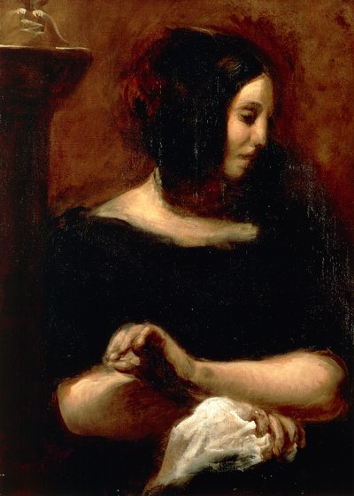 ジョージ・サンドの肖像 作： Ferdinand Victor Eugene Delacroix