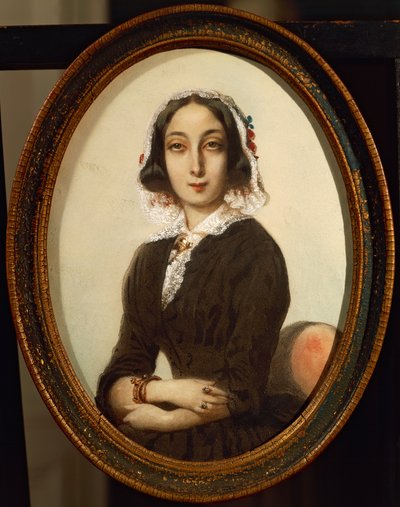 ジョージ・サンドの肖像 作： Ferdinand Victor Eugene Delacroix