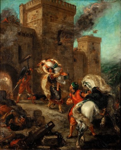 城Frondeboeufの袋の中に騎士テンプラーによってレイプされたレベッカ 作： Ferdinand Victor Eugene Delacroix