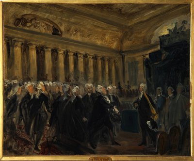 フランス革命、1789 年の制憲議会: オノレ ガブリエル (オノレ ガブリエル) リケティ、コンテ ド ミラボー (1749-1791)、ムッシュ ド アンリ エヴラール (アンリ エヴラール)、マルキ ド ドルー ブレズ (ドルー ブレズ) (1762-1829) （議員の集会中、 作： Ferdinand Victor Eugene Delacroix