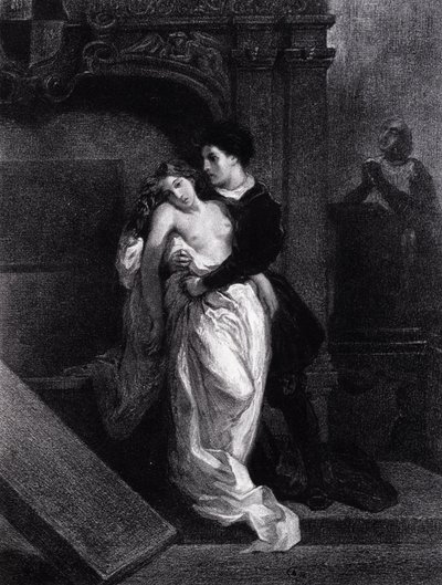 ロミオとジュリエット」-ドラクロワの版画 作： Ferdinand Victor Eugene Delacroix