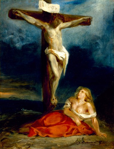 十字架のふもとの聖マリアマグダレン、1829年 作： Ferdinand Victor Eugene Delacroix