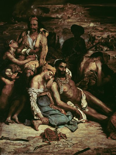 ヒオスの虐殺のシーン、キャンバス上のディテール6322の油彩、1822年 作： Ferdinand Victor Eugene Delacroix