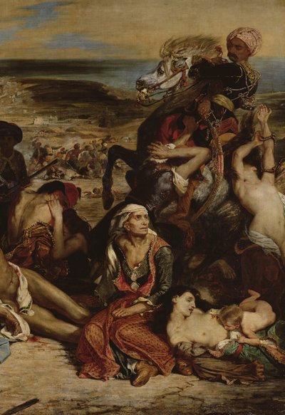 ヒオスの虐殺のシーン、キャンバス上のディテール6322の油彩、1822年 作： Ferdinand Victor Eugene Delacroix