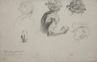 「トラヤヌスの正義」のための研究シート、1840年頃（紙に鉛筆） 作： Ferdinand Victor Eugene Delacroix