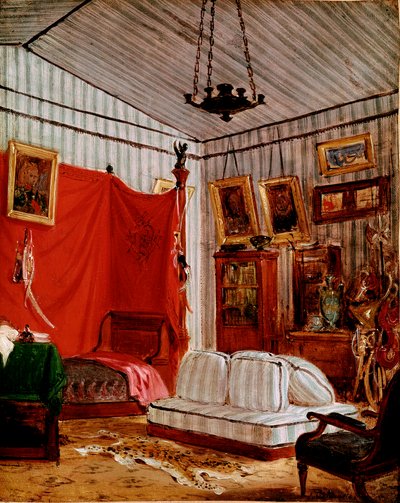2人の肖像画のあるInterieurのための習作（絵画、1834年頃 作： Ferdinand Victor Eugene Delacroix