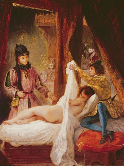 ブルゴーニュ公爵に愛人を見せるオルレアン公爵（油彩 作： Ferdinand Victor Eugene Delacroix