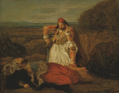 死んだハッサンを熟考するジャウル、1829年頃（キャンバスに油彩） 作： Ferdinand Victor Eugene Delacroix