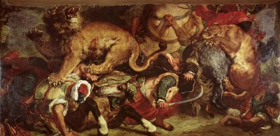 ライオンハント、1855 作： Ferdinand Victor Eugene Delacroix