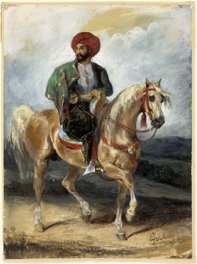 トルコの騎手》1834年頃（紙にグワッシュと水彩） 作： Ferdinand Victor Eugene Delacroix