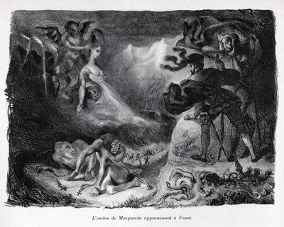 グレッチェンの影がファウストに現れる 作： Ferdinand Victor Eugene Delacroix