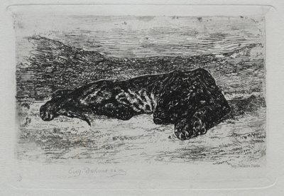 砂漠に横たわる虎。 作： Ferdinand Victor Eugene Delacroix