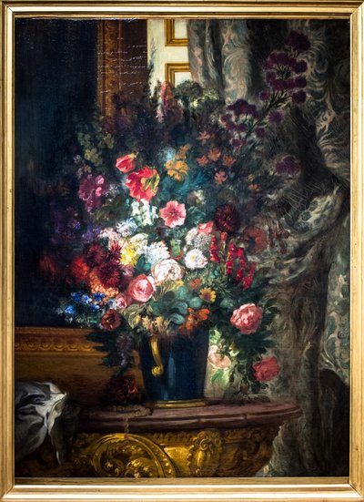 コンソールに置かれた花瓶 作： Ferdinand Victor Eugene Delacroix