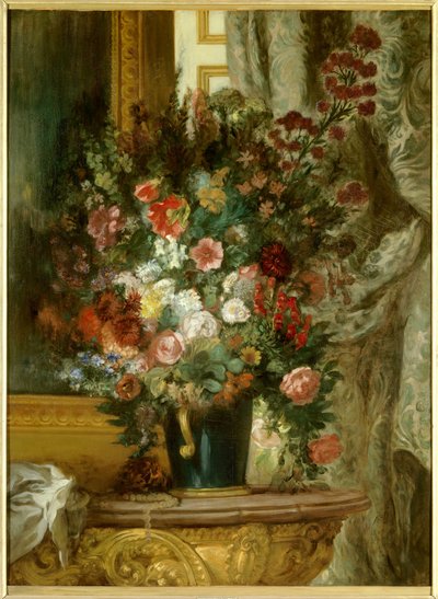 コンソールに置かれた花瓶 ウジェーヌ・ドラクロワ（1798-1863）による絵画 1850年 Dim.1,35 x 1,02 m Montauban, Musee Ingres 作： Ferdinand Victor Eugene Delacroix