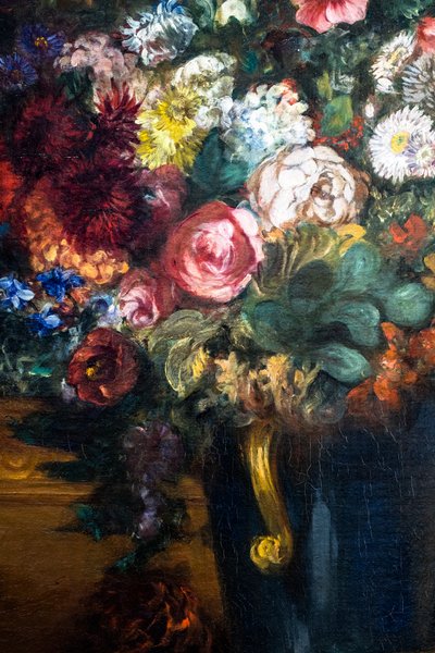 コンソールに置かれた花瓶、詳細 作： Ferdinand Victor Eugene Delacroix