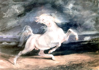 19世紀の白い馬 作： Ferdinand Victor Eugene Delacroix