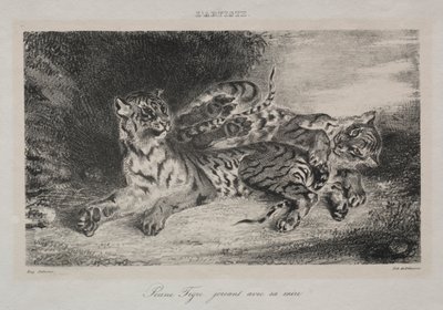 母と遊ぶ若いトラ、1831年。 作： Ferdinand Victor Eugene Delacroix