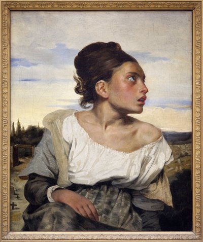 墓地の若い孤児、1824年頃（キャンバスに油彩） 作： Ferdinand Victor Eugene Delacroix