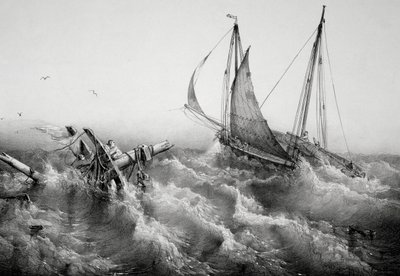 嵐の後、フェルディナン・ペロー（1808-1841）作、リトグラフ 作： Ferdinand Victor Perrot