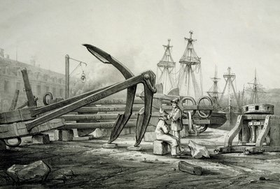 海軍造船所の錨（フェルディナン・ペロ作、リトグラフ 作： Ferdinand Victor Perrot