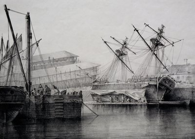 Ferdinand Perrotによるリトグラフ「Brigantine 作： Ferdinand Victor Perrot