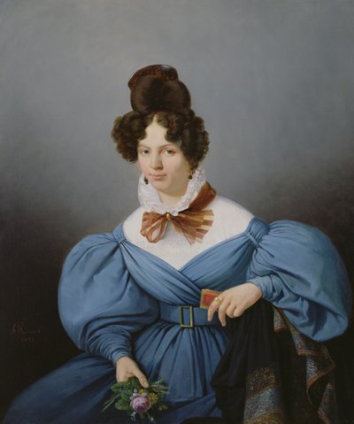 女性の肖像、c.1830 作： Ferdinand Wachsmuth