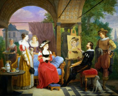アトリエで麦わら帽子を描いているときのルーベンス 作： Ferdinand de Braekeleer