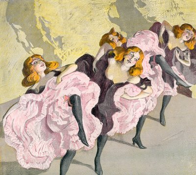 1906年頃、Ferdinand Von Reznicekの描いたカンカン。 1909年に出版されたEduard FuchsのIllustrierte Sittengeschichte vom Mittelalter bis zur Gegenwartより。 作： Ferdinand von Reznicek