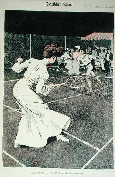 「彼らは得点していないし、ドイツ人だ!クラブ全体の恥だ！」、「Deutscher Sport」の漫画 作： Ferdinand von Reznicek