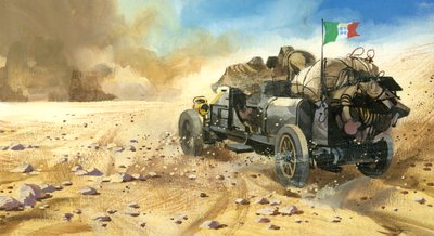 万マイル・モーター・レース（紙にガッシュ） 作： フェルディナンド・タッコーニ