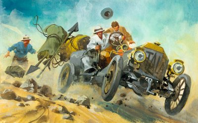 万マイル・モーター・レース（紙にガッシュ） 作： フェルディナンド・タッコーニ