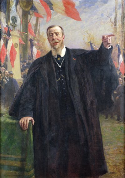 ポール・デルレード（1846-1914）1913年1月、ブージバルでスピーチをする（キャンバスに油彩） 作： Fernand Cormon