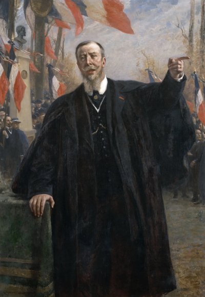 ポールデローレ1846-1914 1913年1月、ブージヴァルで演説 作： Fernand Cormon