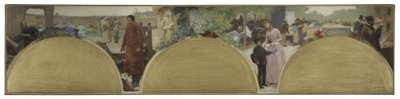 パリ市庁舎のためのスケッチ：近代文学史、1890年頃（キャンバスに油彩） 作： Fernand Cormon