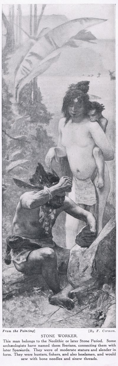 ストーンワーカー、「ハッチンソンの国家の歴史」、1910年頃のイラスト 作： Fernand Cormon