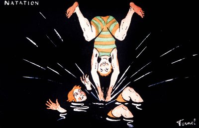 水泳、1900年頃（イラスト） 作： Fernand Fernel