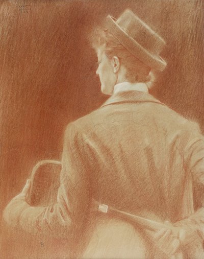 テニス選手; 「思い出」の勉強;テニス選手; 「思い出」のための研究、1889 作： Fernand Khnopff