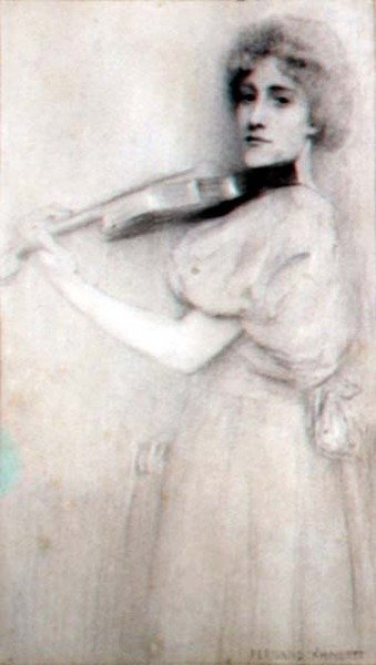 ヴァイオリニスト 作： Fernand Khnopff