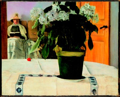 フェルナン・クノップフ（1858-1921）の絵画「ホルテンシア」。 作： Fernand Khnopff