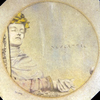 Nevermore (鉛筆、カラーチョーク、紙) 作： Fernand Khnopff